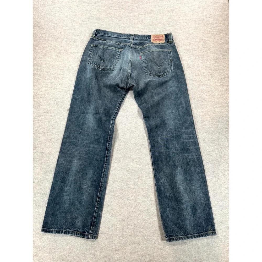 Levi's 501 Original Jeans Mens 36x32 Blue Denim Grunge Button Fly Straight Leg